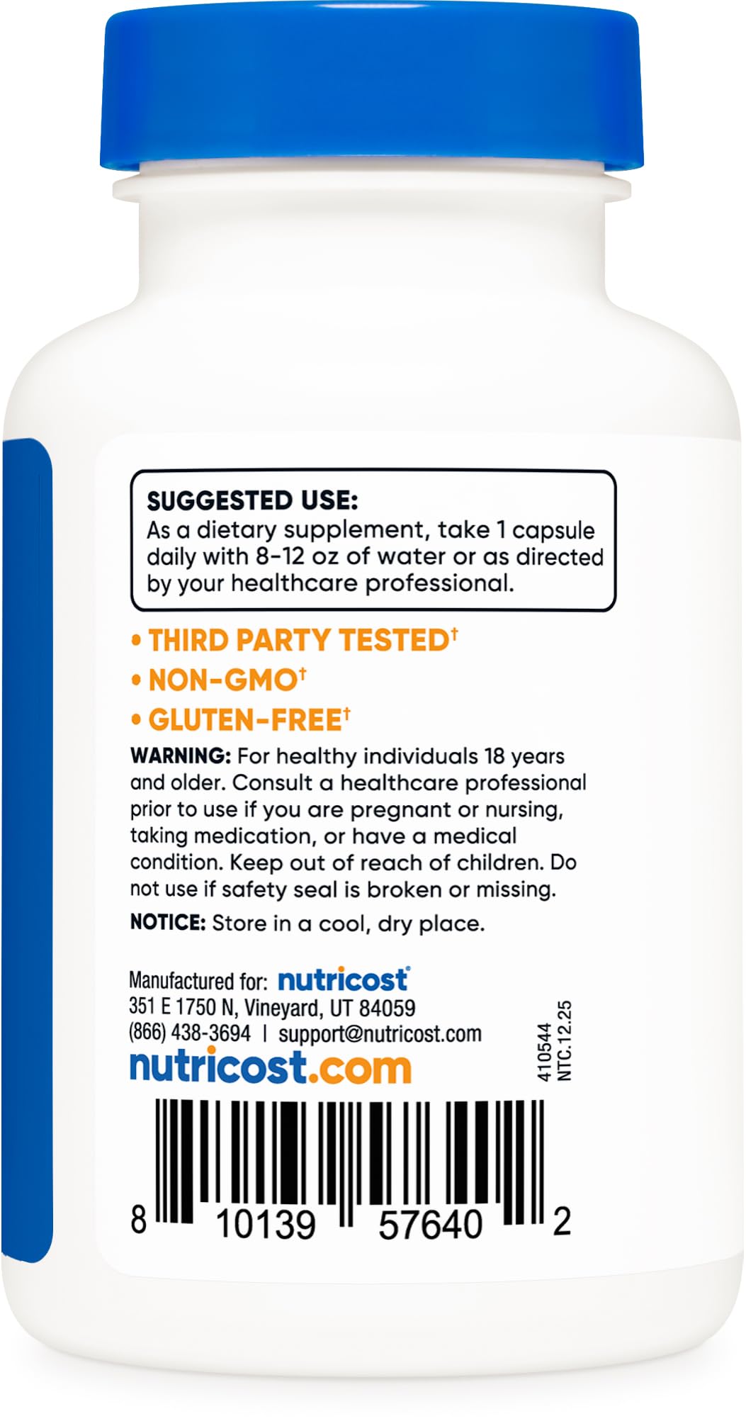 Nutricost Zinc Citrate (50mg) 120 Capsules, Vegan, Gluten-Free, GMO-Free — Amazon image 4