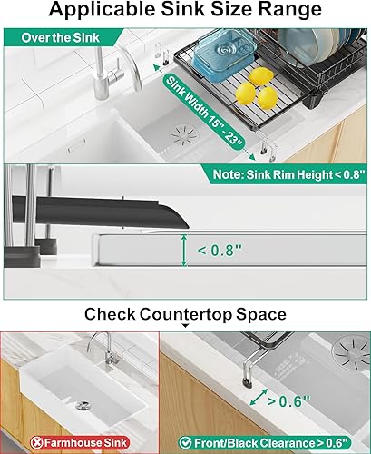Miniatura 5 de GSlife Escurridor de platos con escurridor  Escurridor de platos resistente con boquilla giratoria escurridor de platos con soportes para tazas