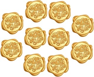 10pcs Retro Envelope Seal Stickers Wax Seal Decals Double-Sided Tape for Cards Invitations