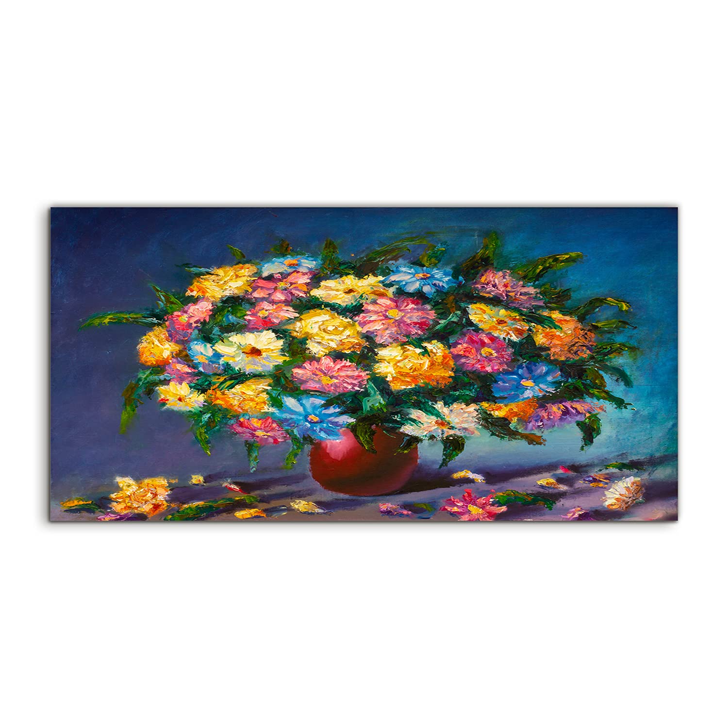 Coloray Pintura acrílica Sala De Estar 100x50cm Vidrio Acrílico Cuadro De Pared Mural Arte - Arte de Arte de Flores