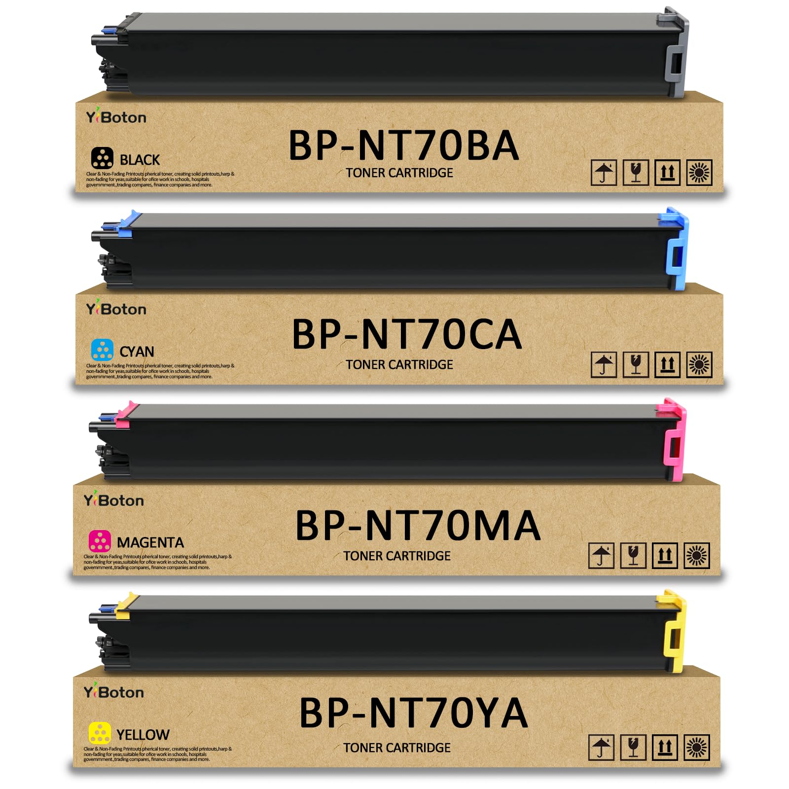 High Yield BP-NT70 Toner Cartridge Set BP-NT70BA/CA/MA/YA 4-Pack | Compatible with Sharp BP-50C26 BP-50C31 BP-50C36 BP-50C45 BP-50C55 BP-50C65 BP-70C31 BP-70C36 BP-70C45 BP-70C55 BP-70C65
