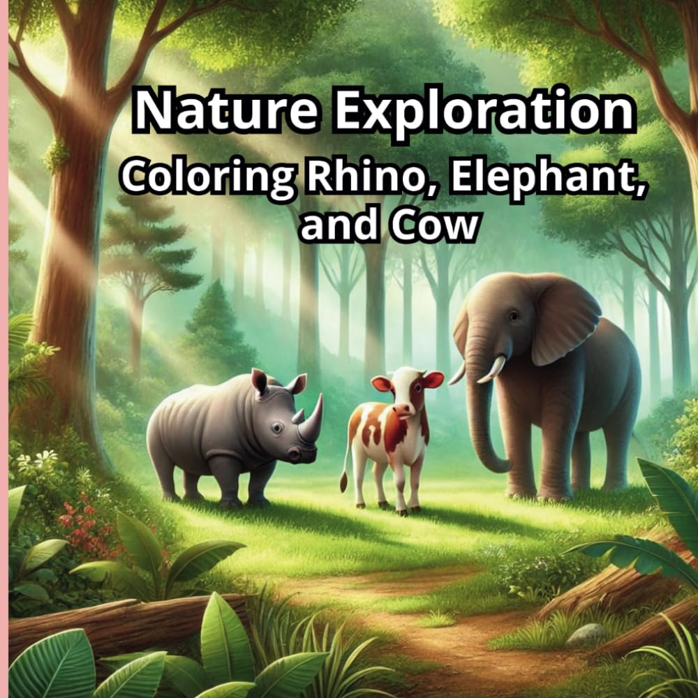 Nature Exploration: Coloring Rhino, Elephant, and Cow