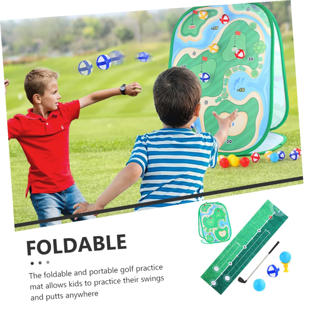 UPKOCH Set da Golf per Ragazzo Ragazza Tappetino da Gioco Portatile e Sacchetti da Lancio, Giocattolo Sportivo per Attività Genitori-figli Indoor e Outdoor, Stimolazione Abilità