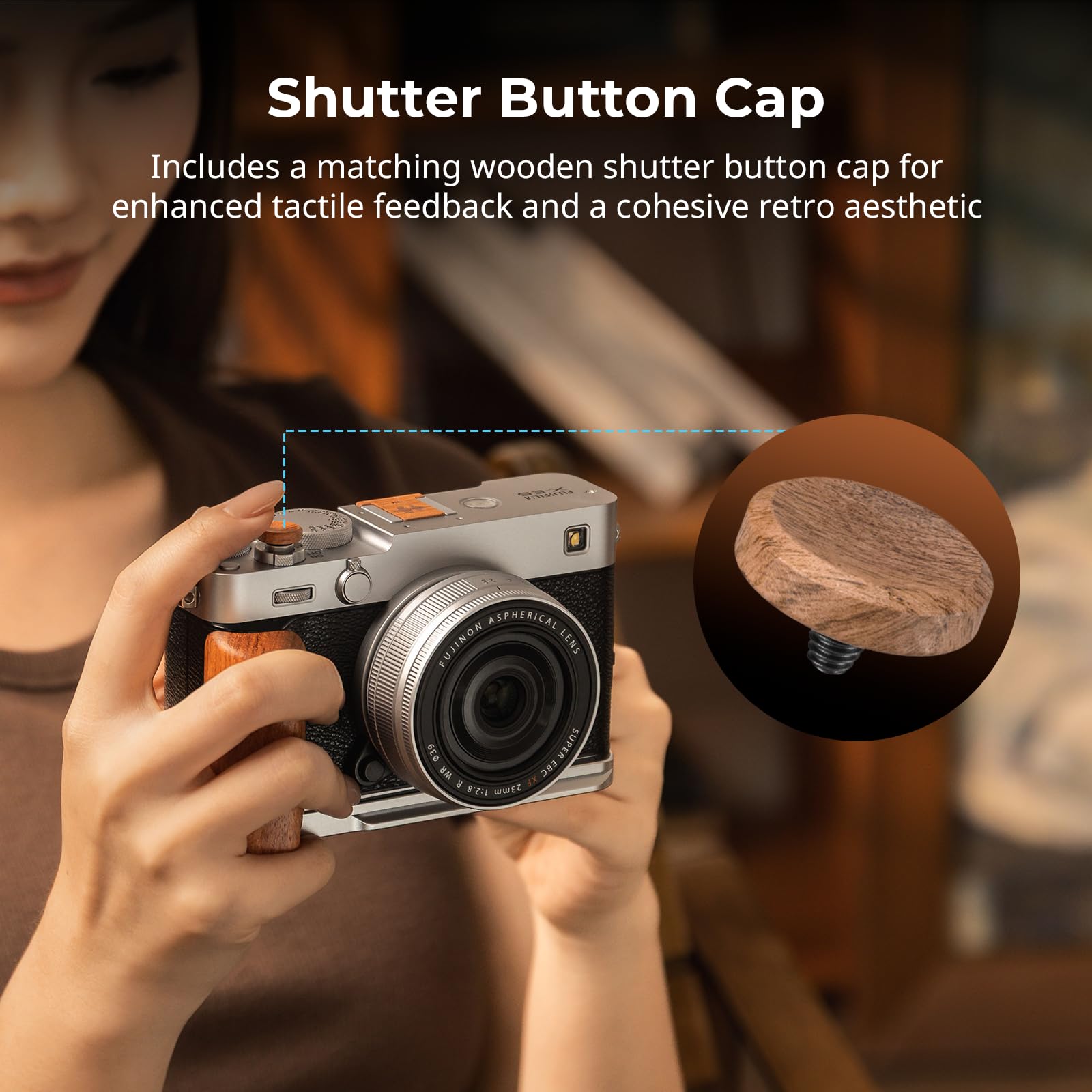 SmallRig Rosewood - Copertura per slitta e pulsante di scatto per Fujifilm X100VI / X100V / X-T30 III / X-T30 II / X-T30 / X-M5 / X-E5 / X-E4 / X-E3 / X-T50 / X-T5 / X-T4 / X-T3 / X-Pro3 X100F