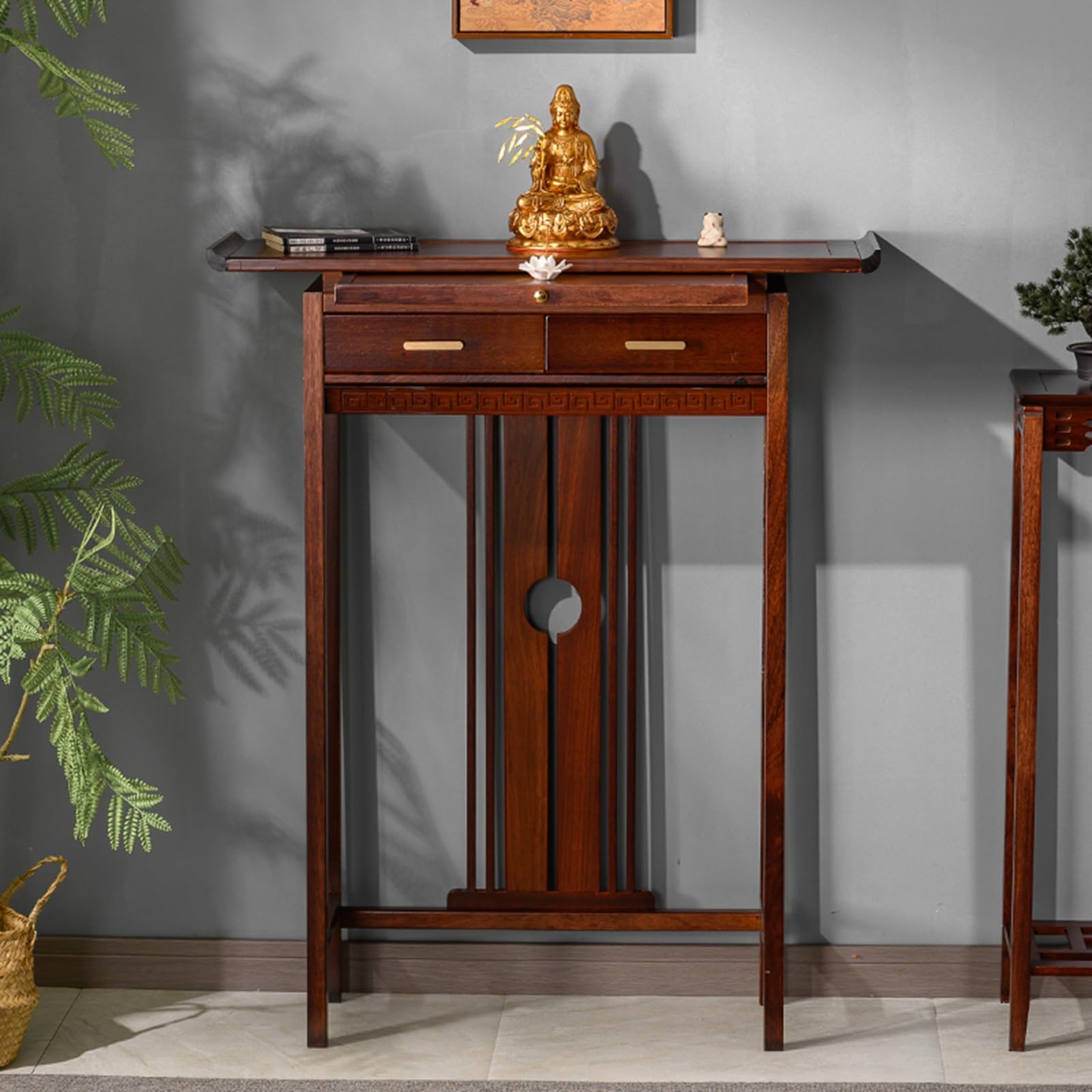 Table d'autel de prière en bois massif pour un intérieur serein