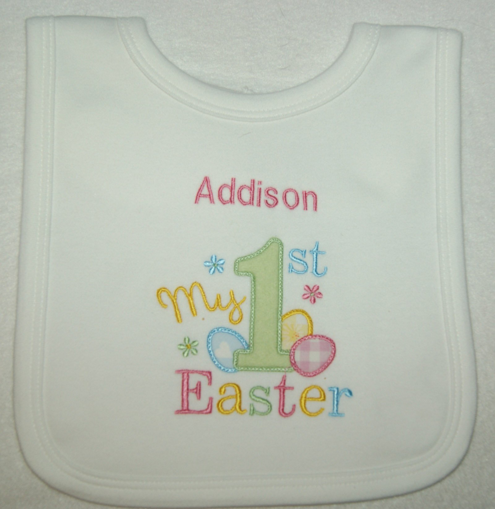 New Baby 1st Personalised Easter Bib. (White)