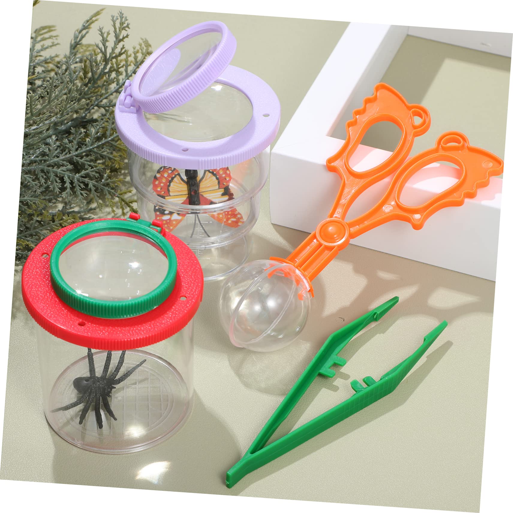 UPKOCH Kit de Capture D'insectes avec Loupe pour Garçon et Filles Ventilation en Plastique et Échantillon de Faux Insectes, pour L'observation Nature et L'exploration