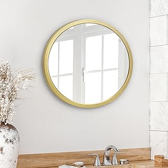 Americanflat 20" Round Mirror - Hanging Mirrors with Durable Frame - Modern Mirror for Bathroom, Bedroom, Living Room - Mirrors for Wall Display and Home Decor - Gold