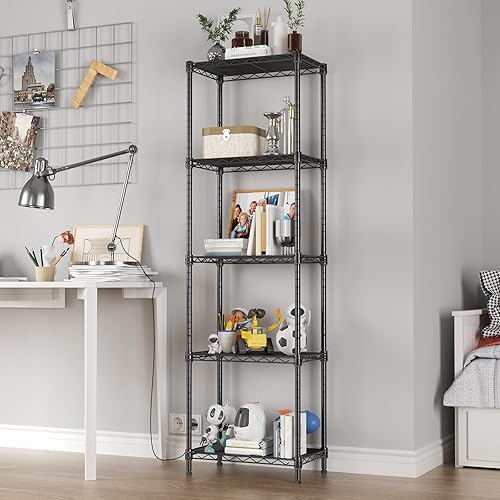 Miniatura 6 de SINGAYE Estantería de alambre de 5 niveles, estantes de almacenamiento ajustables, estantes de almacenamiento de pie para cocina, armario,