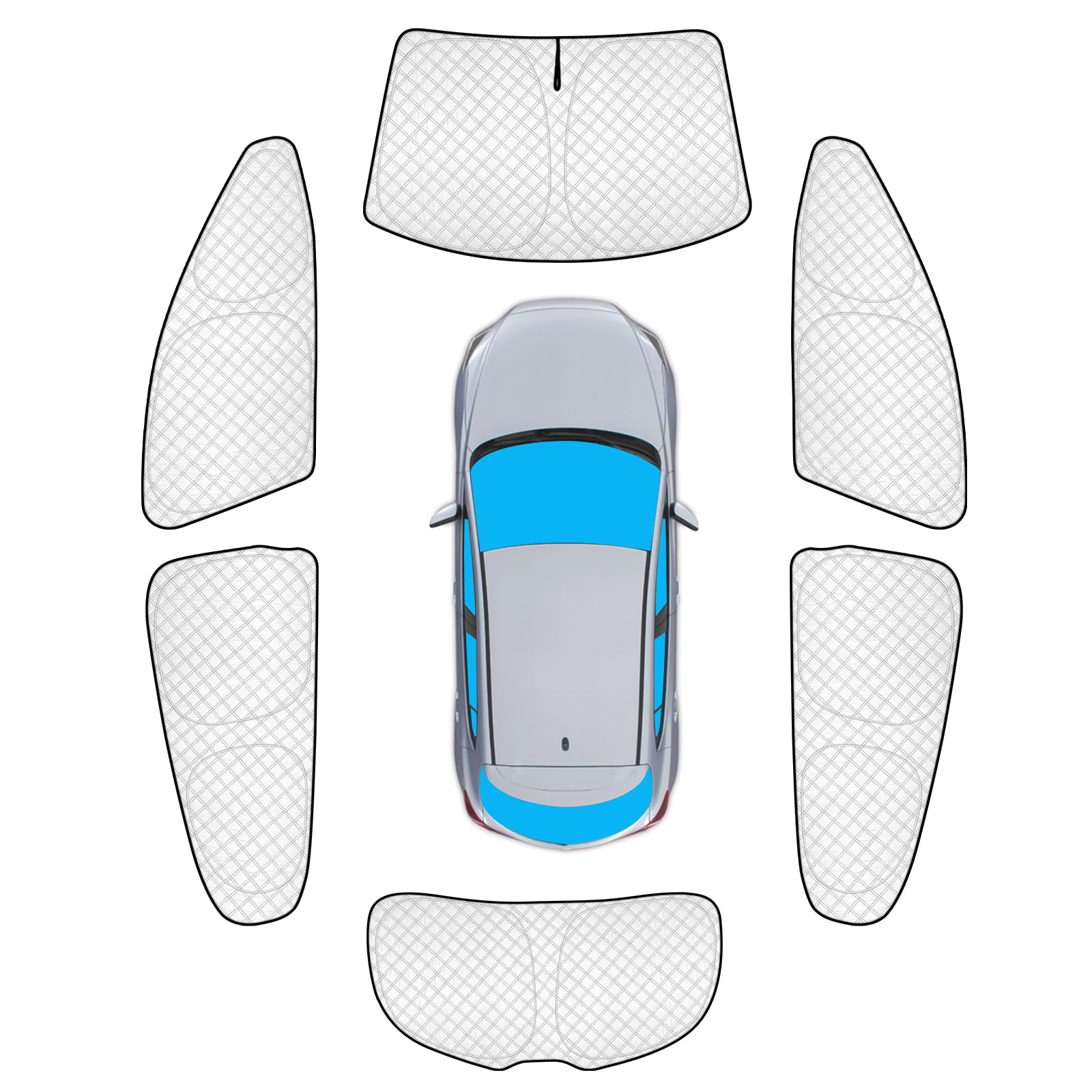 KMF 6pcs Thicken Sun Shades for Mazda 3 Hatchback (Not Sedan) 2014-2018 Accessories, Full Windshield Sunshade Car Window Covers for Side Rear, UV Block and Blackout Privacy for Camping