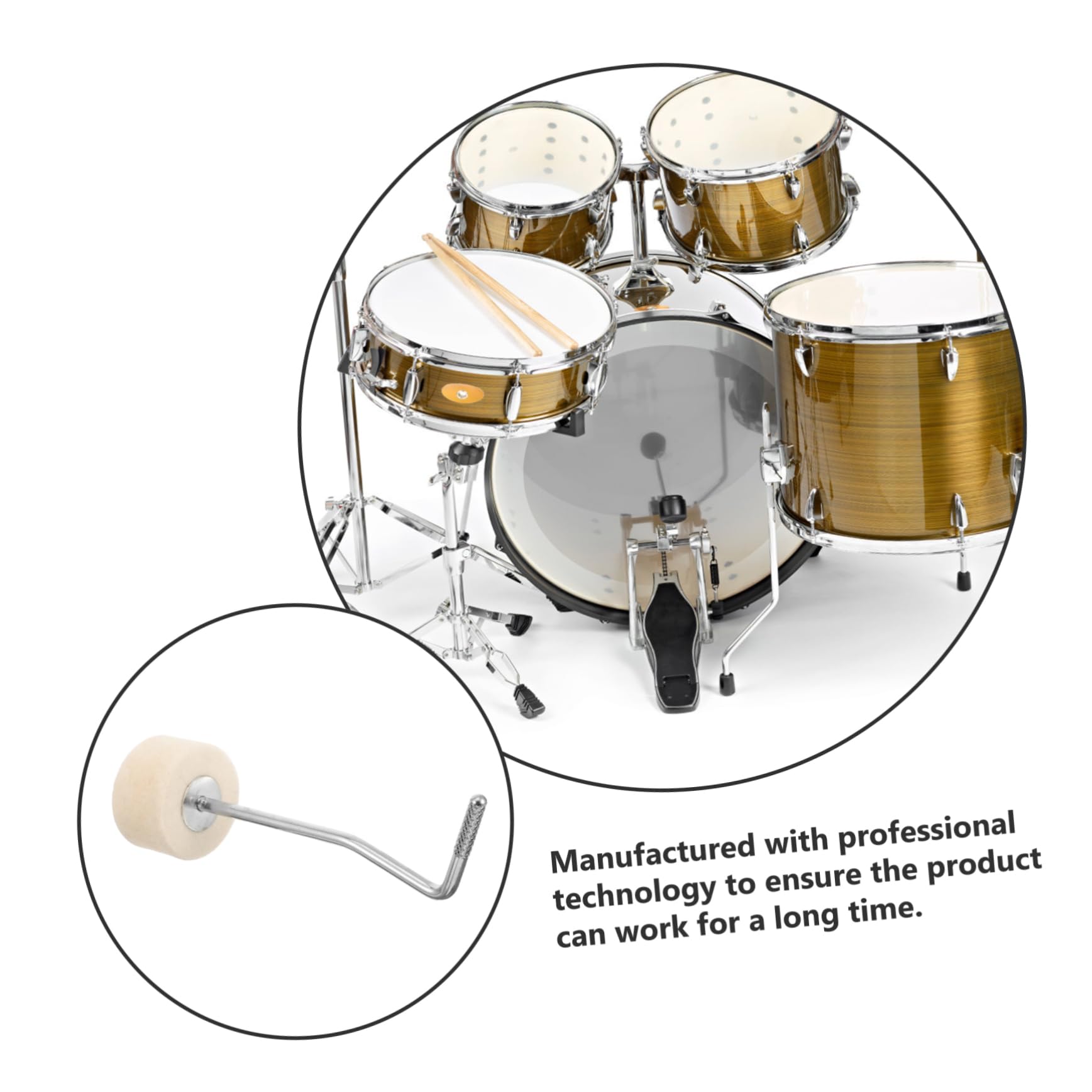 Levemolo Drum Accessory Bass Drum Replacement Parts Drum Mallets Felt Head Mallet