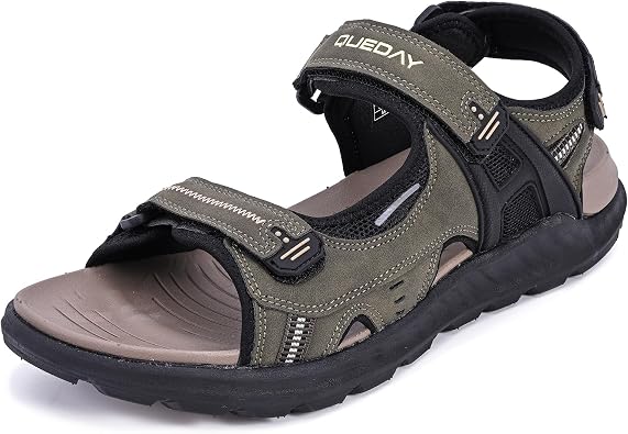 Queday Mens Open Toe Outdoor Hiking Sandals