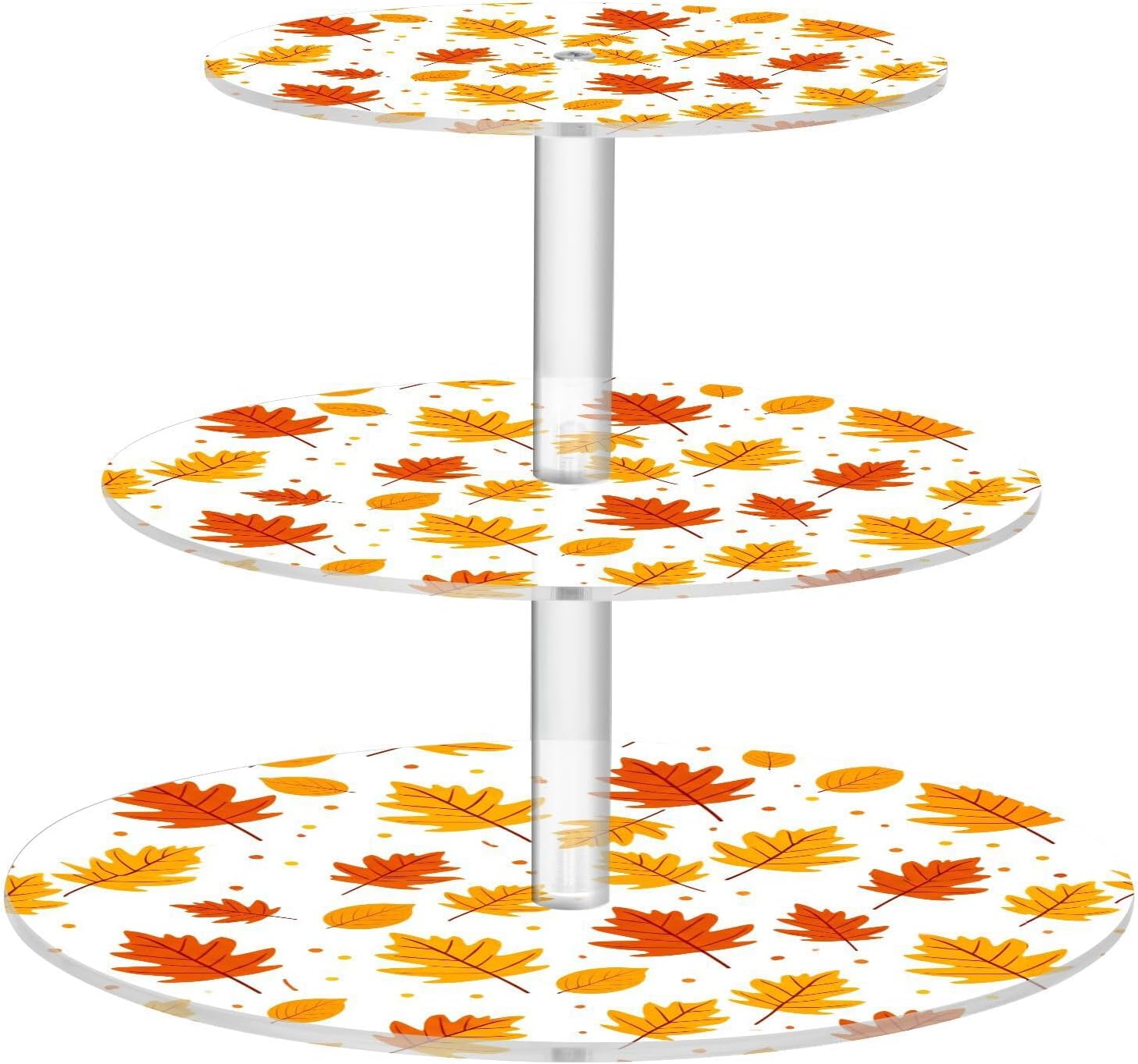Maple Leaves Leaves 3 Tier Acrylic Cupcake Stand, Cupcake Stand for 34 Cupcakes for Weddings,Christmas,Holidays,Parties,Birthday,Printed Cupcake Tower 23300051