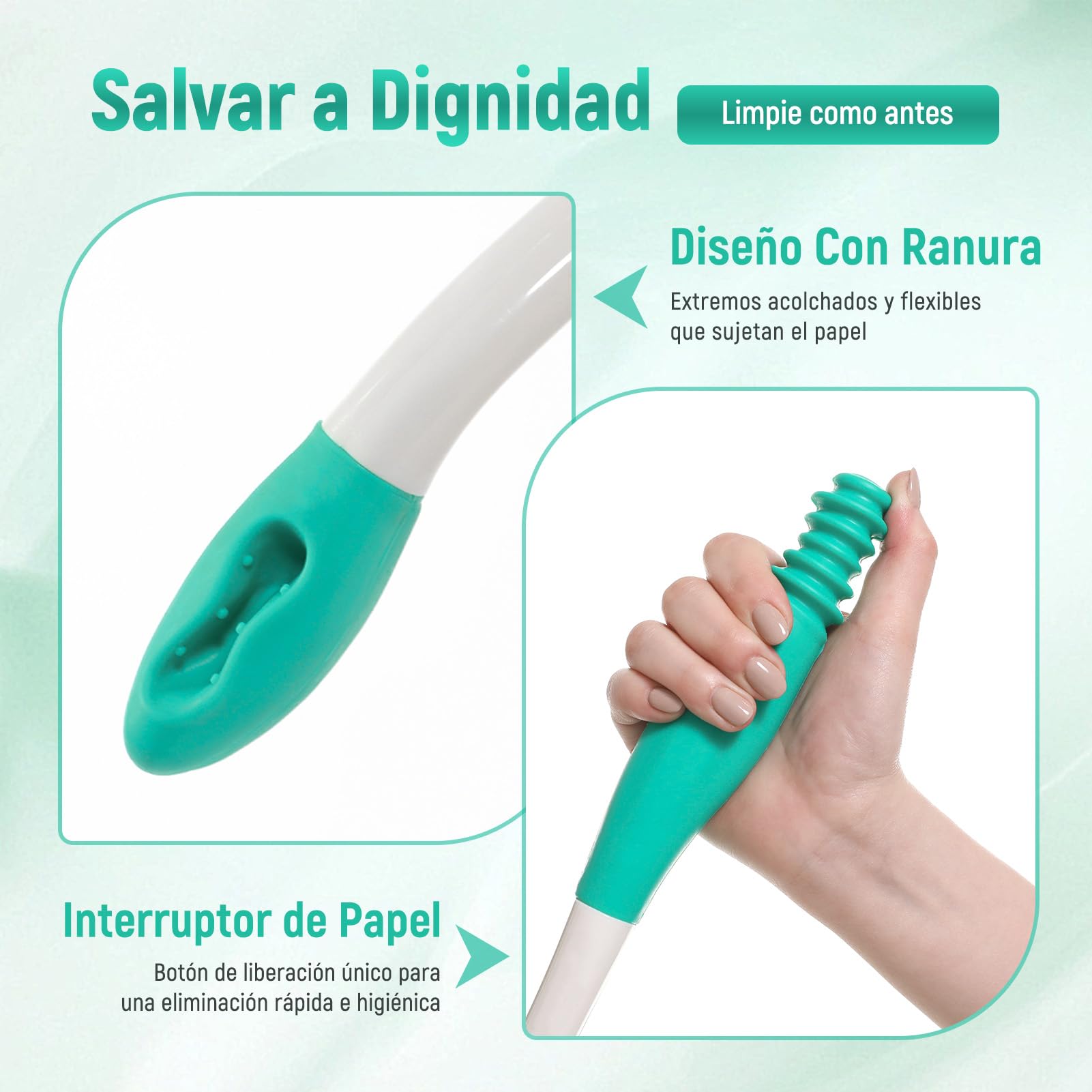 2PCS Herramientas para el Inodoro Bottom Wiper, Self Wipe Aid Helper, Ayudas para el Inodoro Herramientas para Limpiar, Papel higiénico Agarre de Tejido Easy Wipe - Ayuda para discapacitados