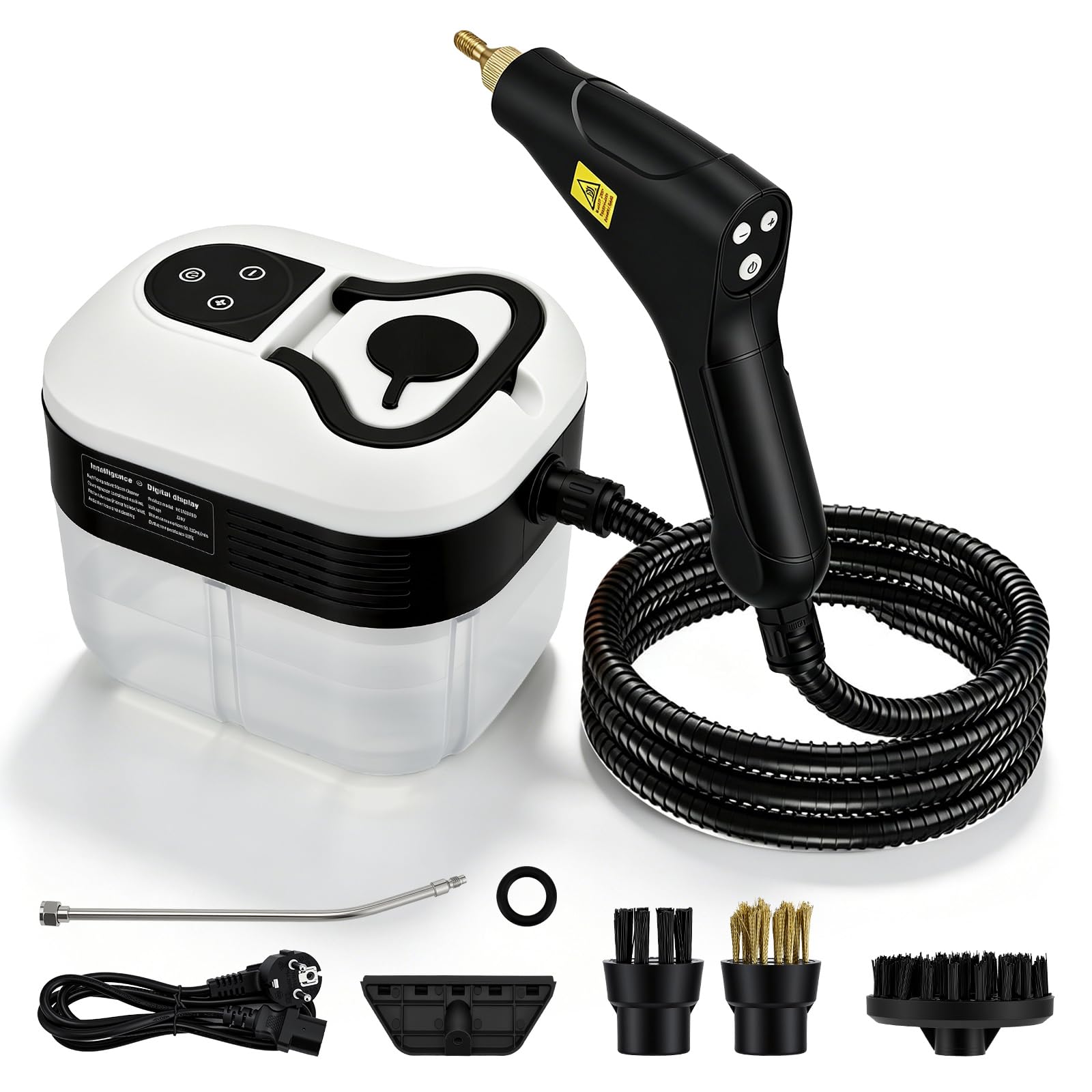 4.5BAR Dampfreiniger Handgerät, 2500W Hochdruck-Steam Cleaner mit 1800ml Wassertank, 15 Sekunden Schnellaufheizung, 6-stufig Verstellbar, für Küche Bad Auto Boden Polster – Chemiefrei & Sterilisiert