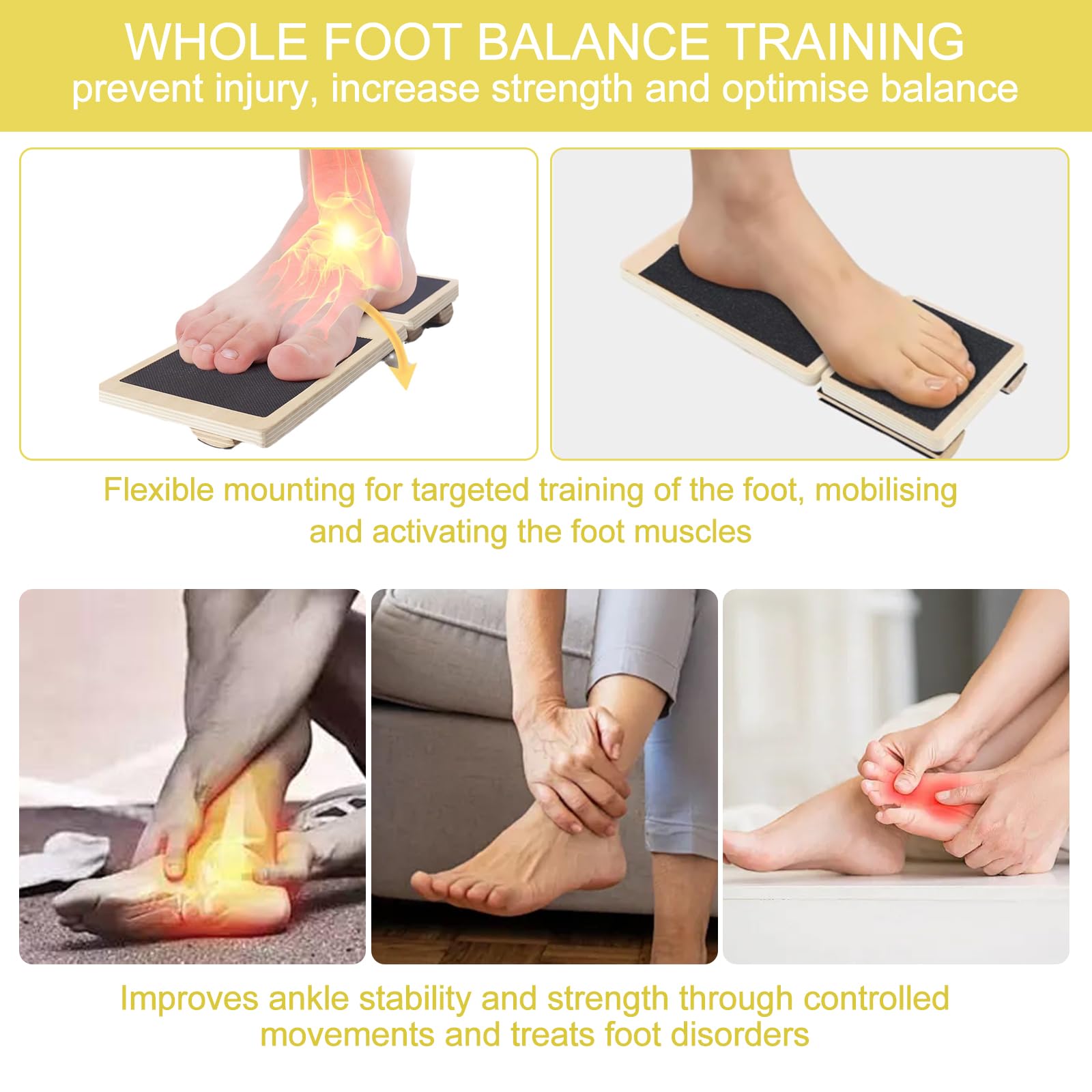 Legno Tavoletta Propriocettiva Caviglia, Balance Board, Tavola Propriocettiva Per Lo Stretching Della Caviglia, Esercizi Di Stabilità, Correzione Della Postura