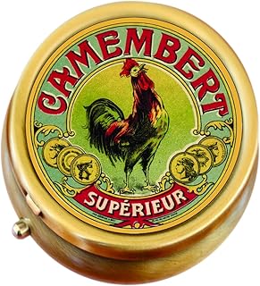 Vintage Camembert Cheese Tin Brass Pill Box