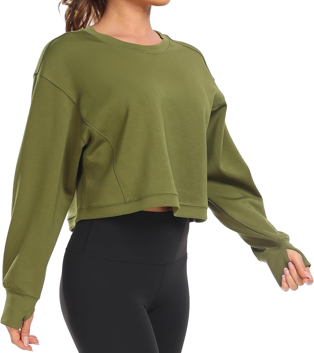 Colorfulkoala Women's Long Sleeve Athletic Sweatshirt Crewneck Velvra Modal Pullover Tops - Image 2