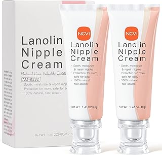 NCVI Lanolin Nipple Cream for Breastfeeding, 100% Natural Ingredient -1.41 Ounces x 2PCS
