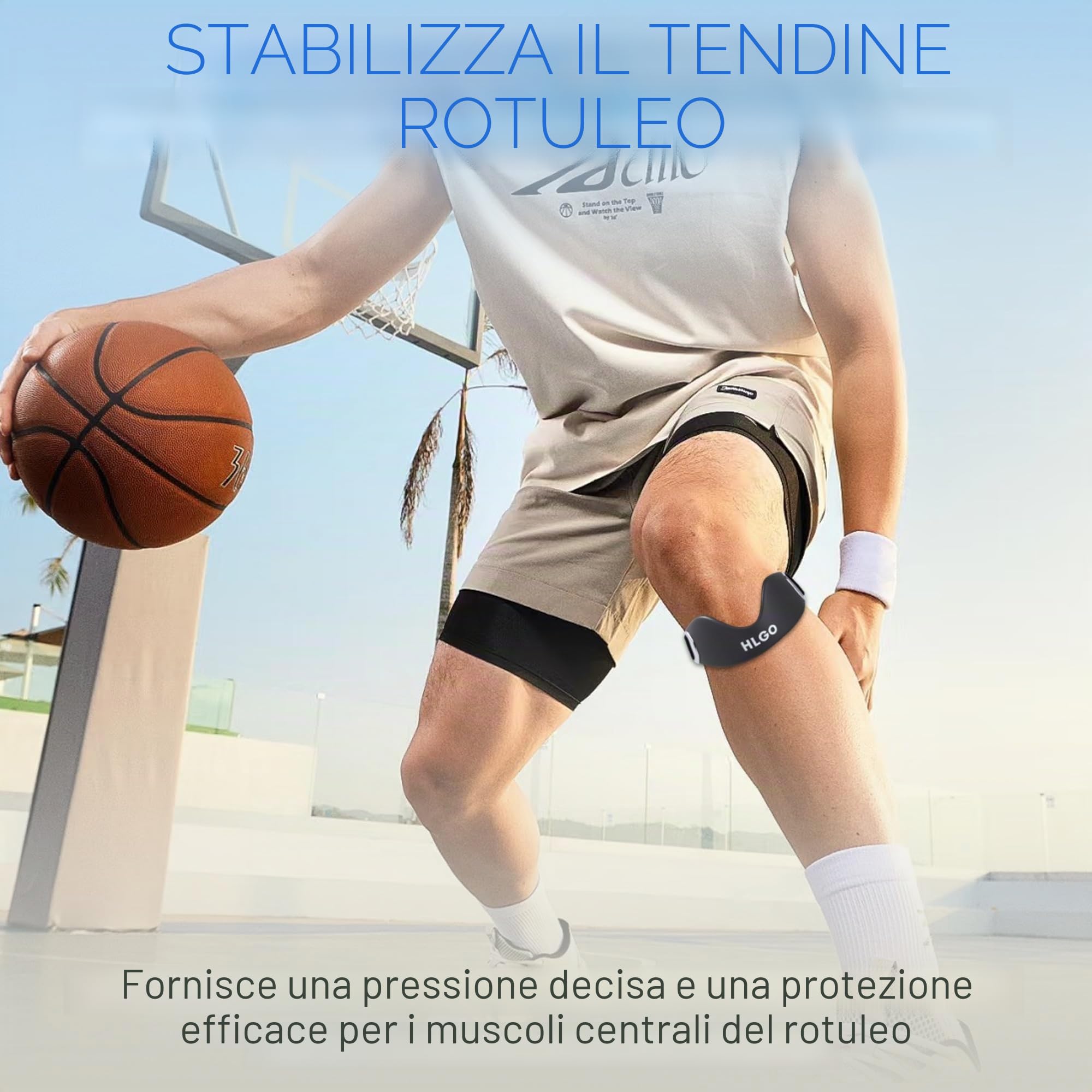HLGO Fascia Ginocchio Tendine Rotuleo Regolabile Silicone - Supporto per Ginocchio del Saltatore, Tendinite, Osgood Schlatter - Corsa, Sport, Dolore Articolare