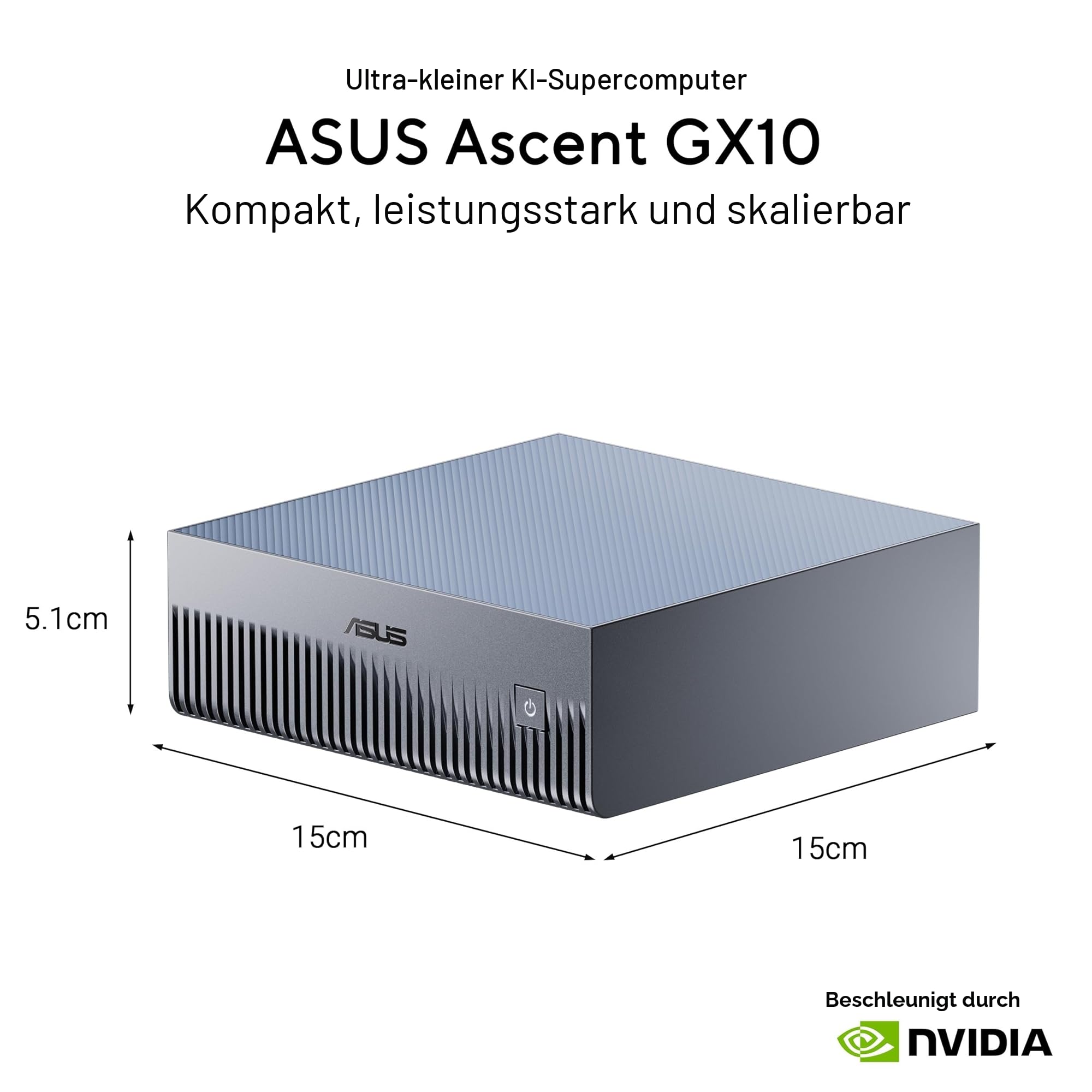 ASUS Ascent GX10-GG0003BN 1TB KI Supercomputer (NVIDIA GB10 Grace Blackwell Superchip, 1 petaFLOP KI-Leistung, 128 GB Speicher, DGX Spark, NVLink-C2C, ConnectX-7, kompakt)