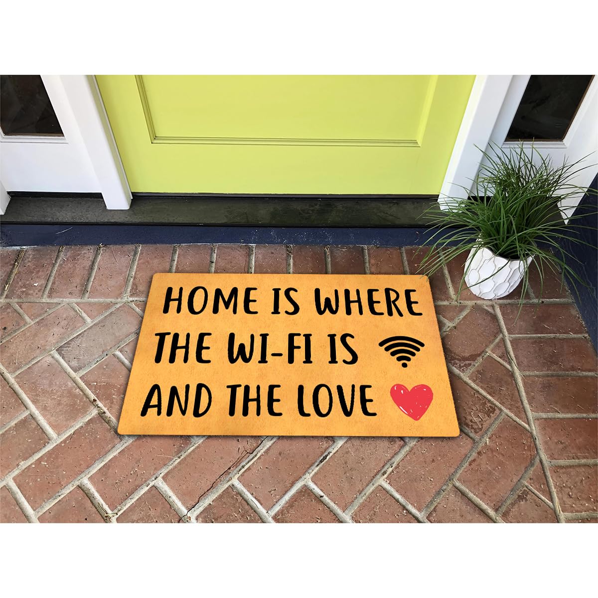 Divertido felpudo de bienvenida para entrada interior, 45,7 cm de ancho x 76,2 cm de largo, tapete de bienvenida para puerta delantera, tapete de regalo de bienvenida (Home is Where is the Wi-Fi is