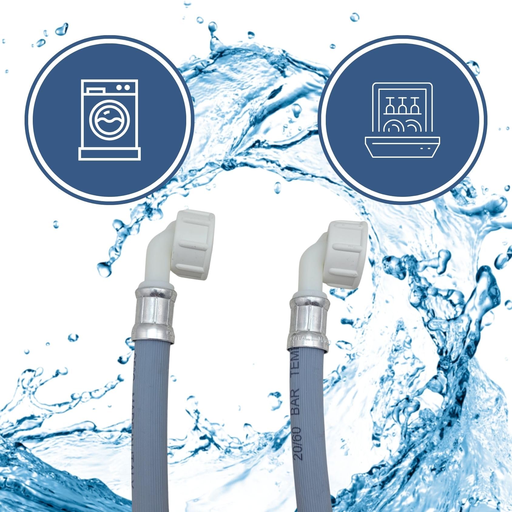 LICHTBLAU 2959 Tuyau d'alimentation pour machine à laver et lave-vaisselle Raccord coudé 3/4" avec joint de tuyau d'arrivée d'eau 4 m