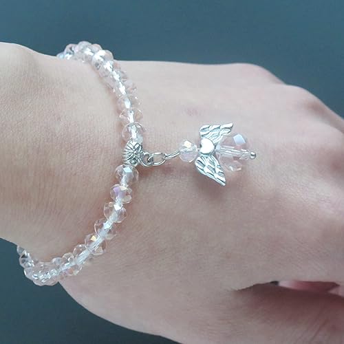 Miniatura 6 de WE Pulsera con dije de ángel de cristal rosa 12 piezas - Bautizo favor/Bautizo/Recuerdos de Bautizo/Quinceañera/Baby Shower, Cristal, cristal