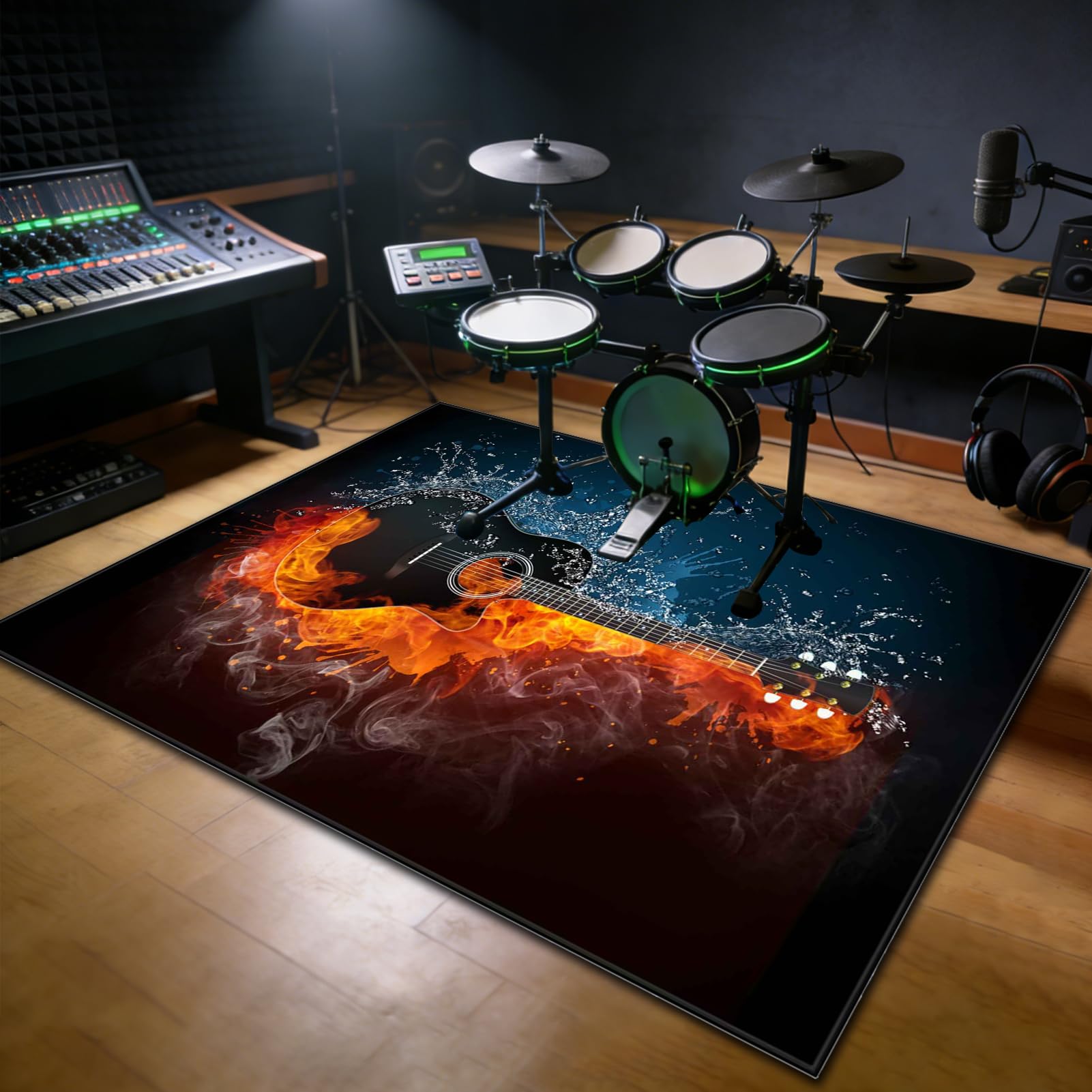 140 x 120 cm Dywan z baterią elektroniczną Dźwiękoszczelny Antypoślizgowy Dywan Pochłaniający Akustyczny Profesjonalna mata do instrumentów muzycznych do instrumentów muzycznych do gitary basowej