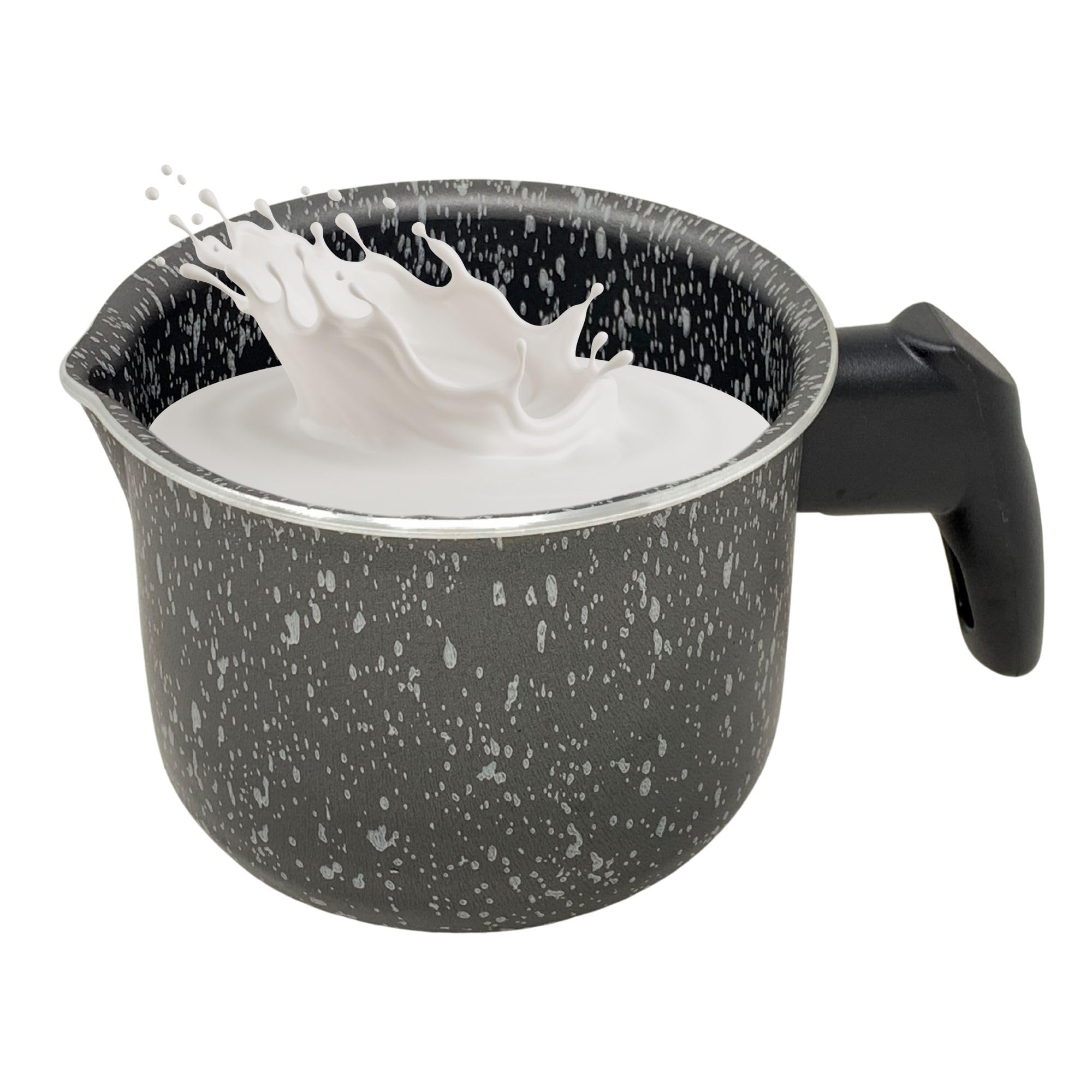 NAMAI - Pentolino Latte, Diametro 10 CM, Alluminio Antiaderente, Manico Ergonomico, Effetto Pietra, Pratico e Resistente, Made In Italy, No Induzione (10 CM)