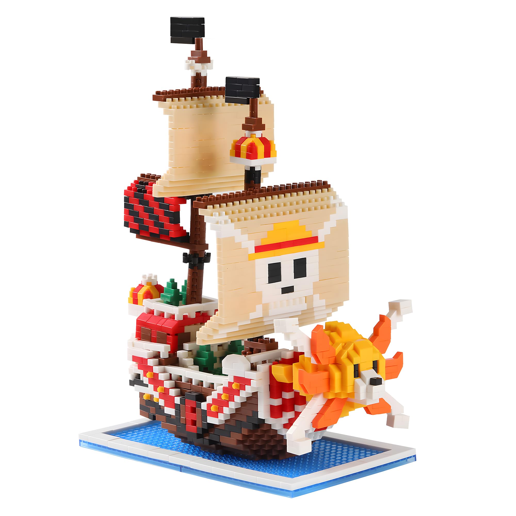 HI-REEKEPirate Model Ship Building Set, Anime Piece One Pirate Boat Micro Mini Battleship Blocks Toy for Adult Kid