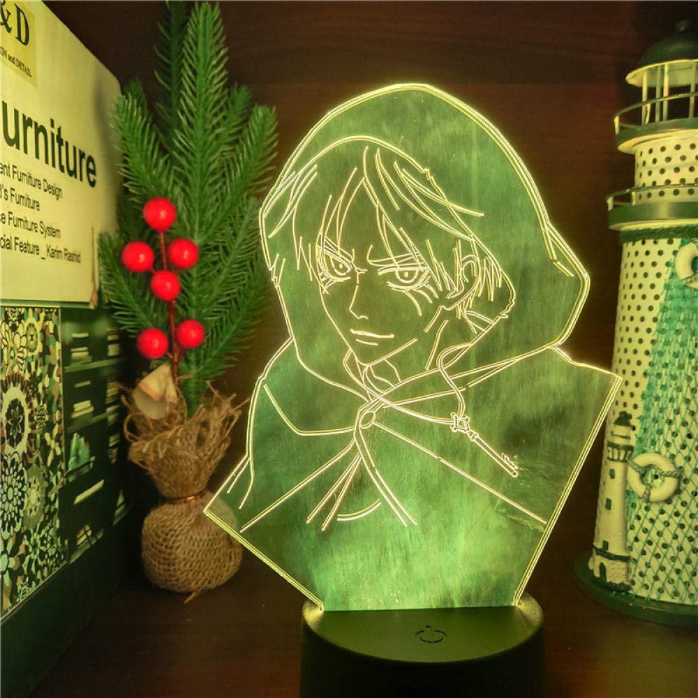 Starr3D Night Light for Boys,Titans Eren Jaeger LED Anime Nightlights LAMP Table Lamp for Xmas/Birthday(Touch Control)
