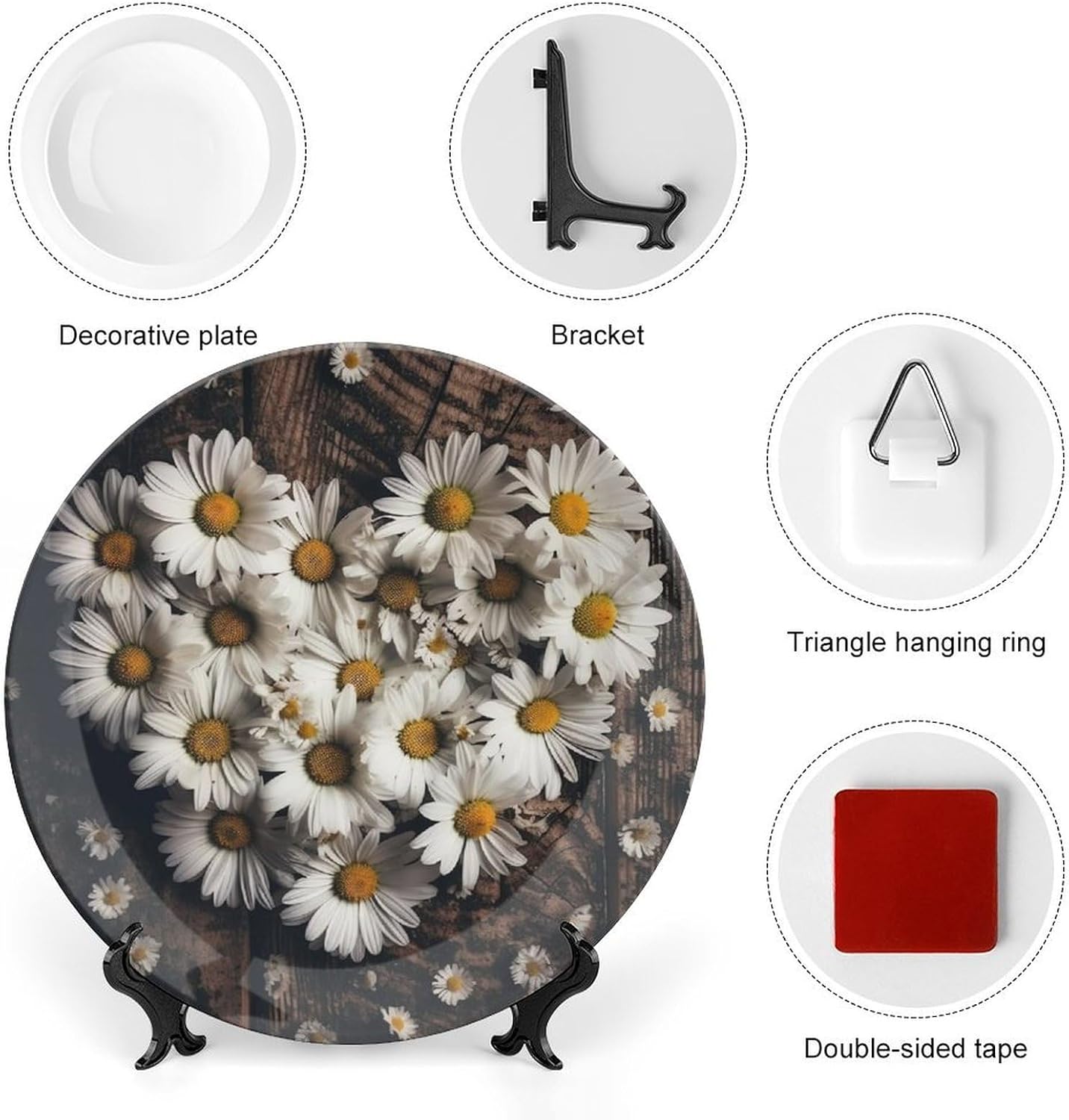 Bone China Decorative Plates Heart Shaped Shape Ceramic Decorative Plate Wall Decor with Display Stand Ceramic Ornaments for Wall Hanging Decoration