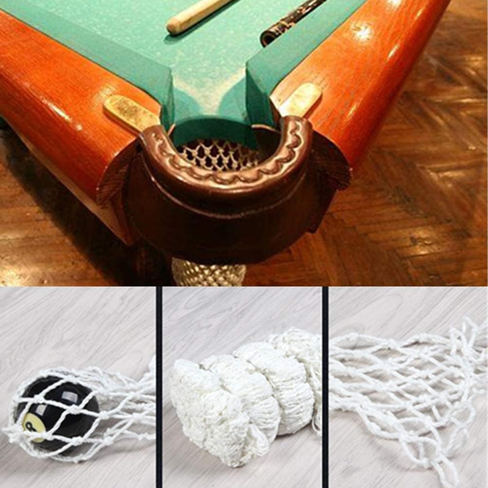 CVNRCLP 6 Pcs Nylon Mesh Pool Table Pocket Nets - Durable Hollow Out Billiards & Snooker Table Bags for Training - White - Image 4