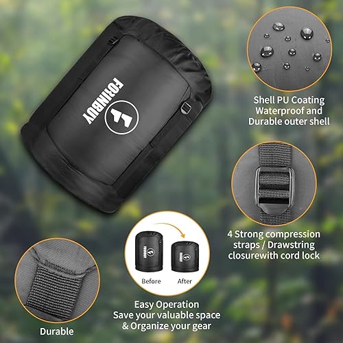 Miniatura 7 de Saco de dormir doble de invierno de 0 grados para parejas adultas, saco de dormir para 2 personas para clima frío, saco de dormir doble ancho para