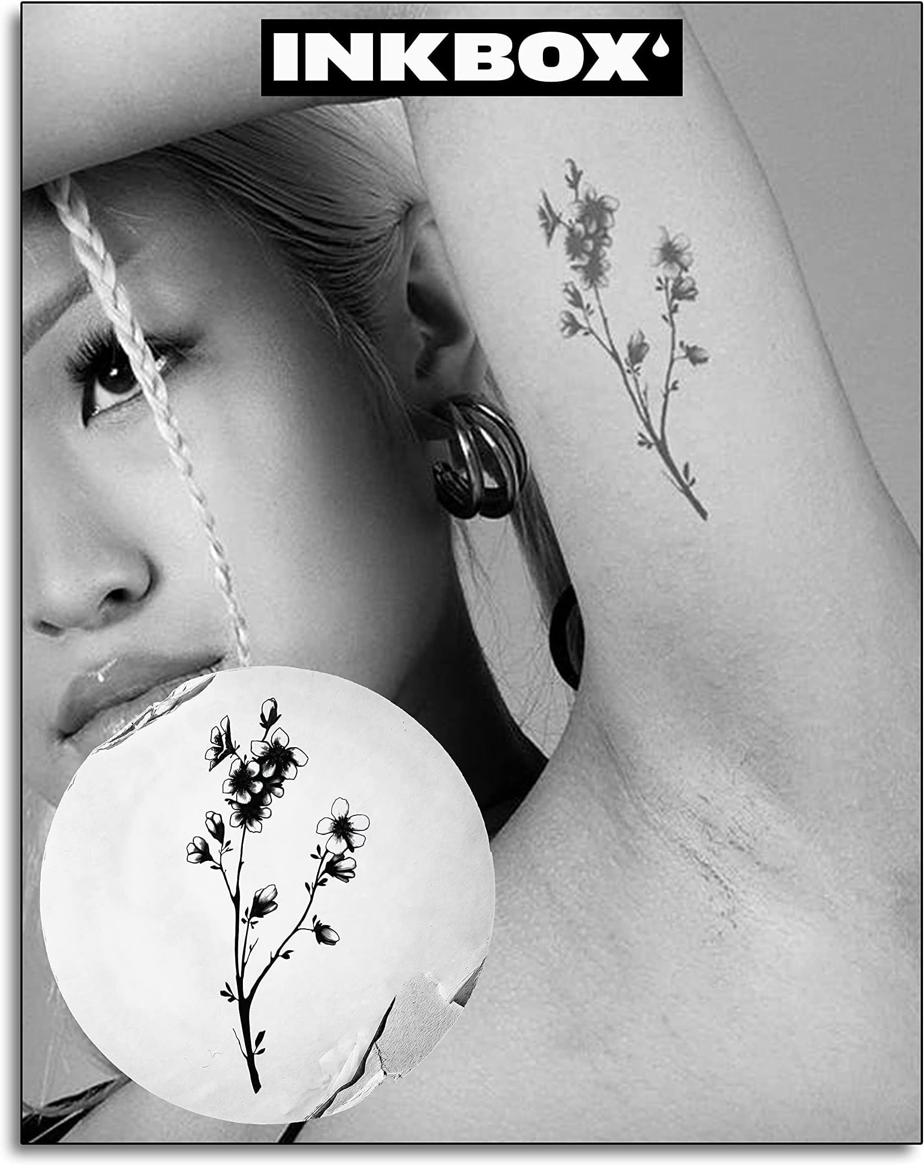 Inkbox Temporary Tattoos, Semi-Permanent Tattoo, One Premium Easy Long Lasting, Water-Resistant Temp Tattoo with For Now Ink - Lasts 1-2 Weeks, Boraliea, 5x2in