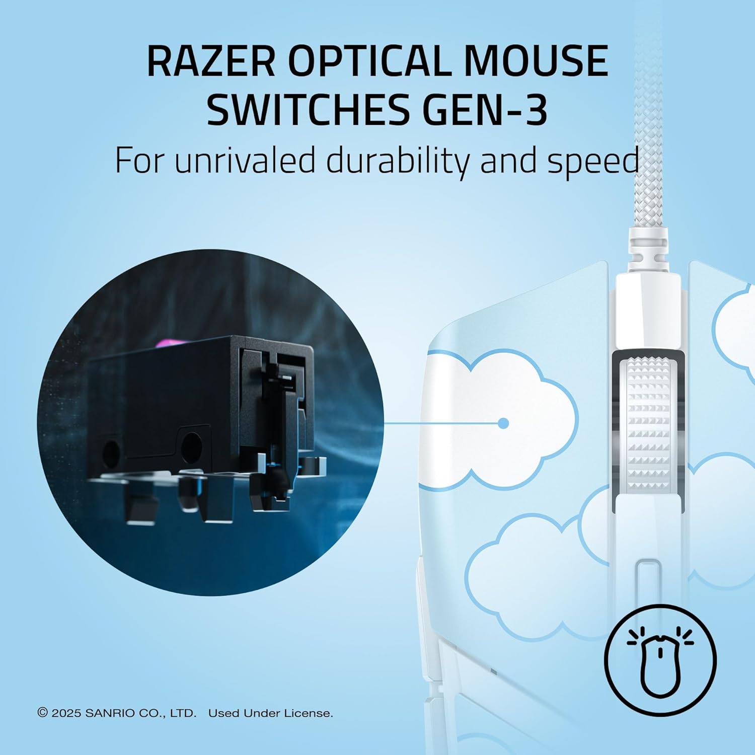 Razer Cobra Wired Gaming Mouse: 58g Lightweight - Gen-3 Optical Switches - Chroma RGB Lighting Underglow - 8500 DPI Optical Sensor - 100% PTFE Mouse Feet - Speedflex Cable - Cinnamoroll Edition