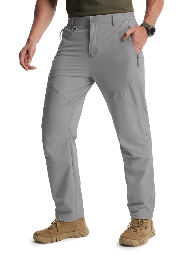 Libin Men's Hiking Cargo Pants Lightweight Water Resistant Quick Dry for Tactical Outdoor Camping Travel Pants Light Grey 42W X 32L by Libin - Used condition - US$30.70