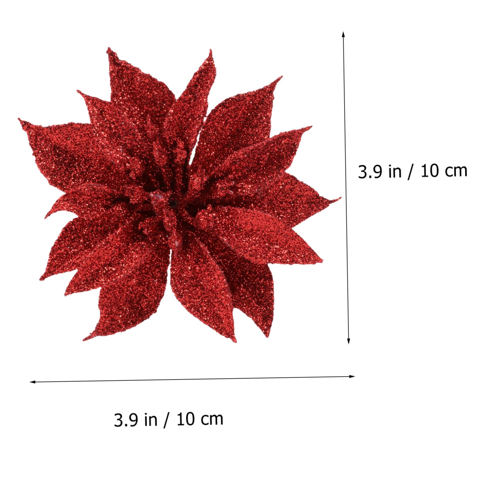 Pendentif De Noël Fleur en Tissu Rouge Paillettes 12 Pièces Décoration d'arbre De Noël Intérieure Et Extérieure Fournitures De Fête
