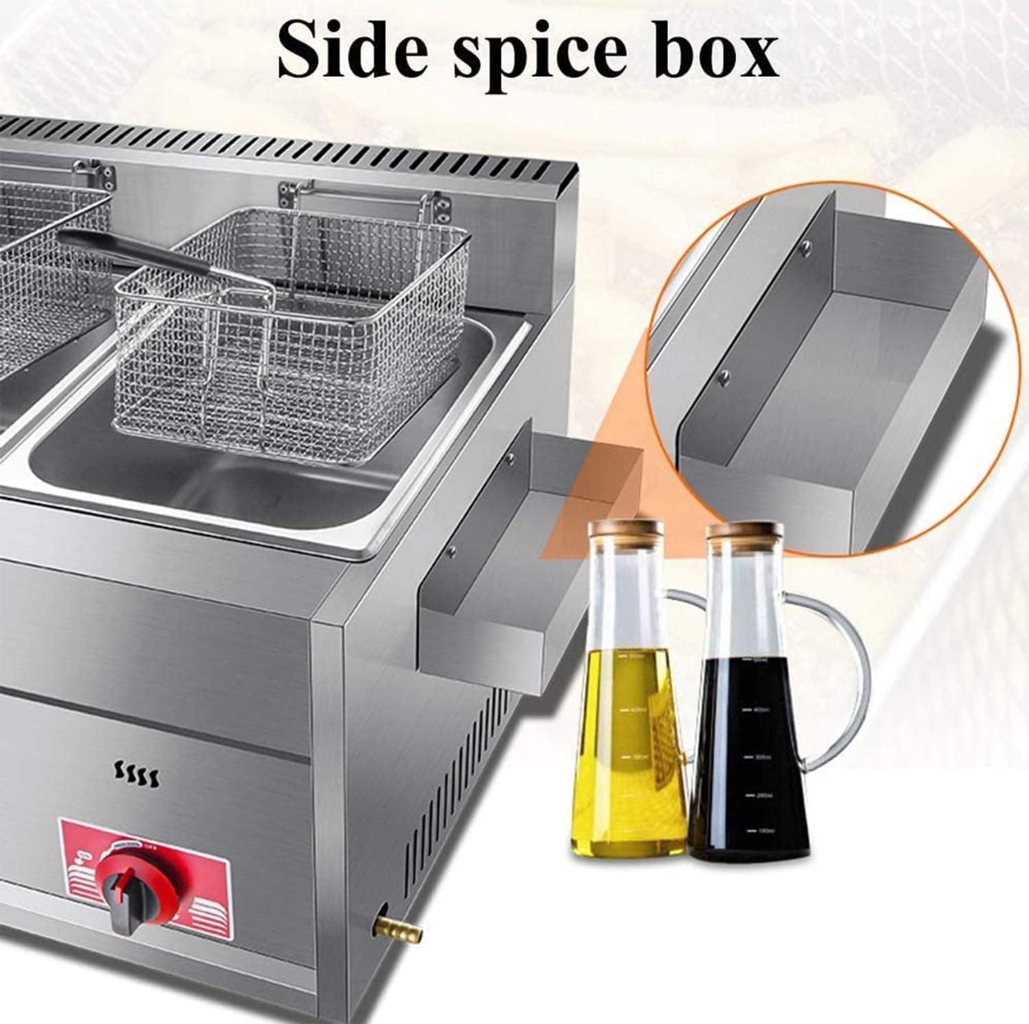 Friggitrice A Gas Doppia - 8 Litri X 2, Acciaio Inox, Commerciale, Con Cestelli - Foto 4