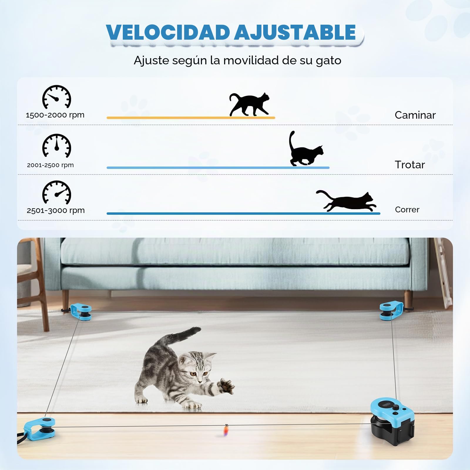 Juguete para Gatos para Interiores, Nueva Cinta de Correr para Gatitos, Control Automático/Remoto, Velocidad Ajustable, Juego de Persecución y Ruta de Carrera con Diseño DIY