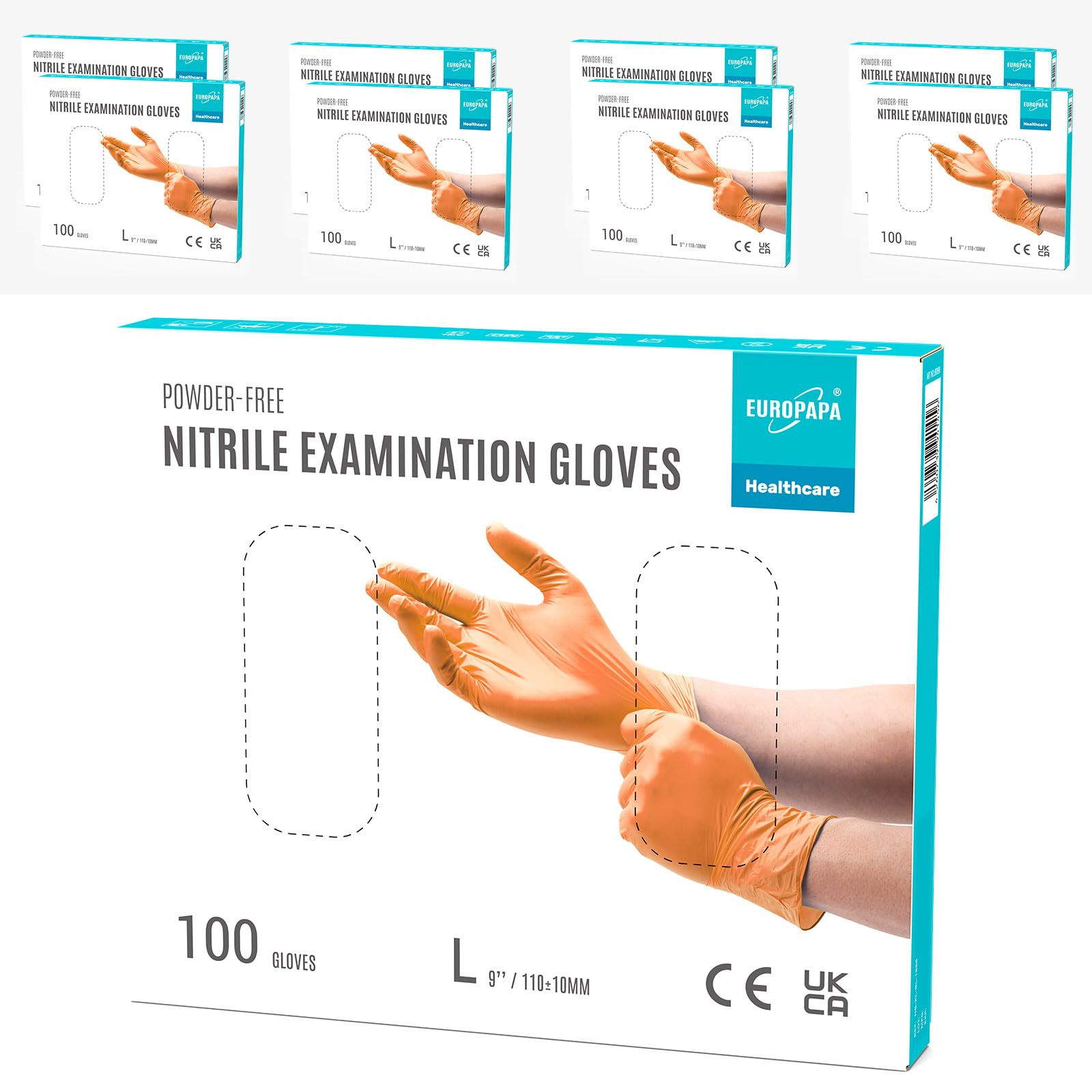 EUROPAPA® 1000x Nitrilhandschuhe Einweghandschuhe puderfrei Untersuchungshandschuhe EN455 EN374 latexfrei Einmalhandschuhe Handschuhe in Gr. S, M, L & XL verfügbar (Orange, L)