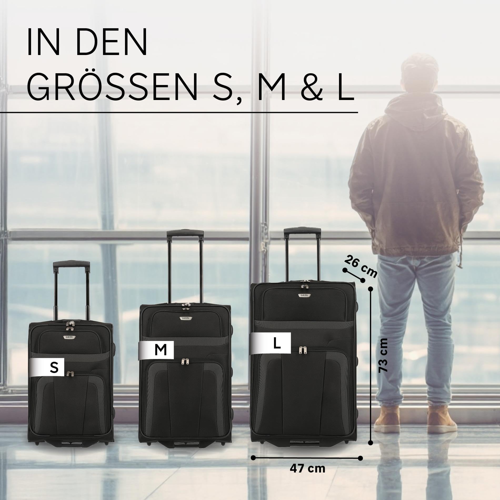 Orlando paklite Reisekoffer 73 cm 80 Liter Rollkoffer groß Weichschalen Trolley