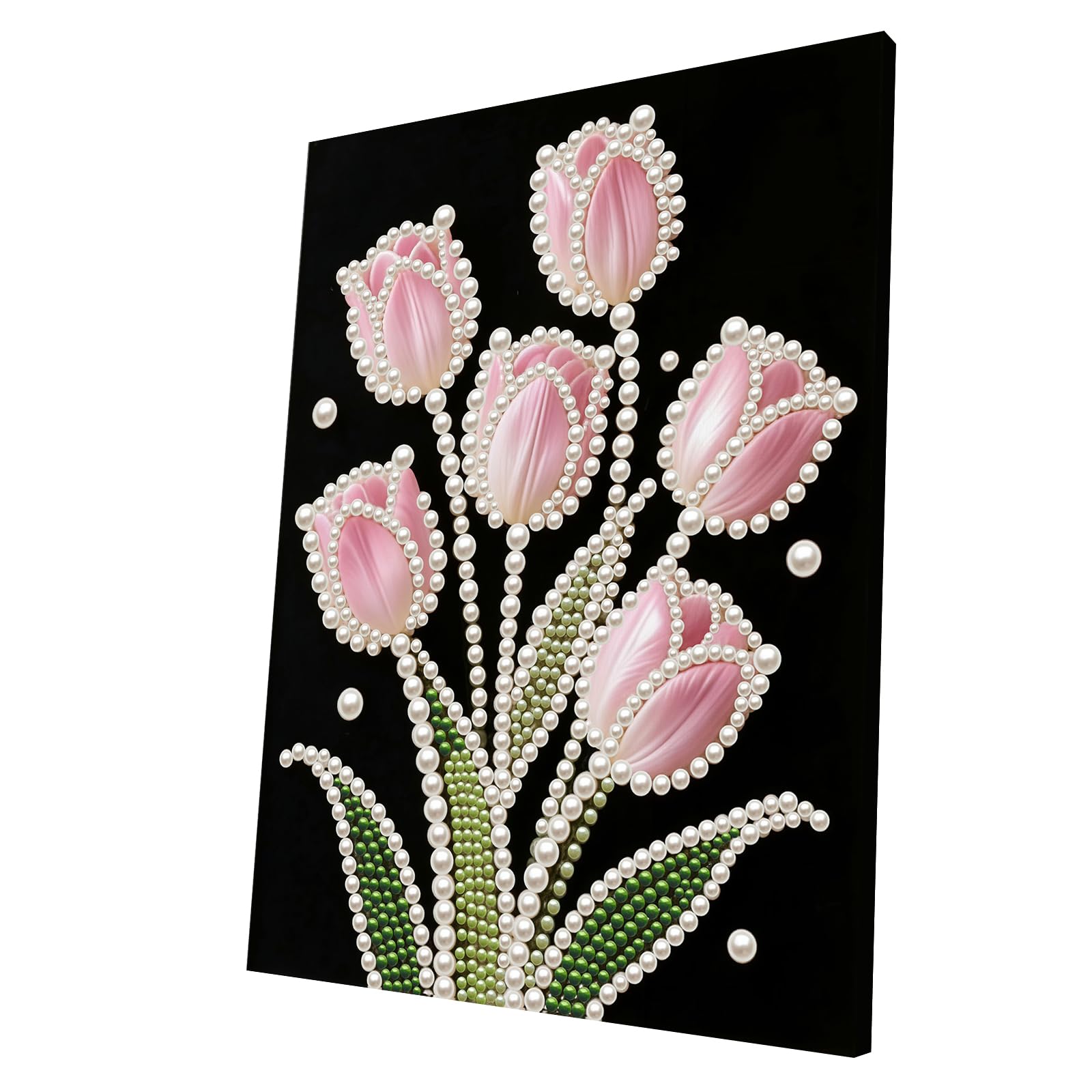 DIY Pearl Painting Kit with Wooden Frame, 3D Plastic Pearl Gemstone Ocean Art Craft for Adults Beginners, Diamond Dot Painting, Home Wall Decor Ready Gift for Women(Tulip)(30 * 40cm)