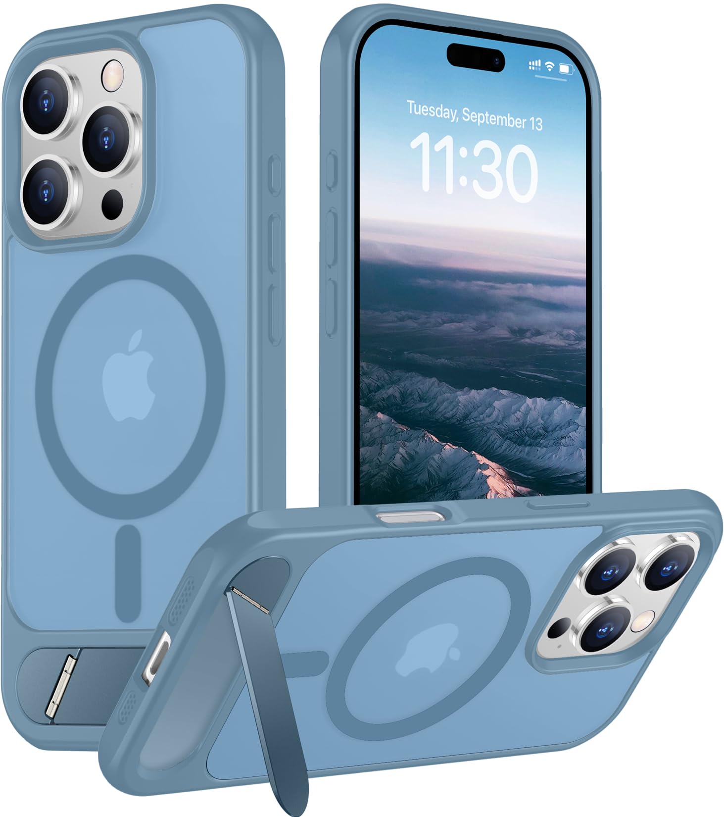 Temdan Magnetic Compatible with iPhone 16 Pro Case, [Built-in Invisible Kickstand][Compatible with MagSafe][Military Grade Shockproof] Slim Translucent Matte Phone Case for iPhone 16 Pro 6.3"