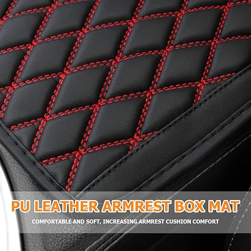 Miniatura 6 de Bittwee Almohadilla para consola central de automóvil, alfombrilla universal de cuero para reposabrazos, impermeable, protector de caja de
