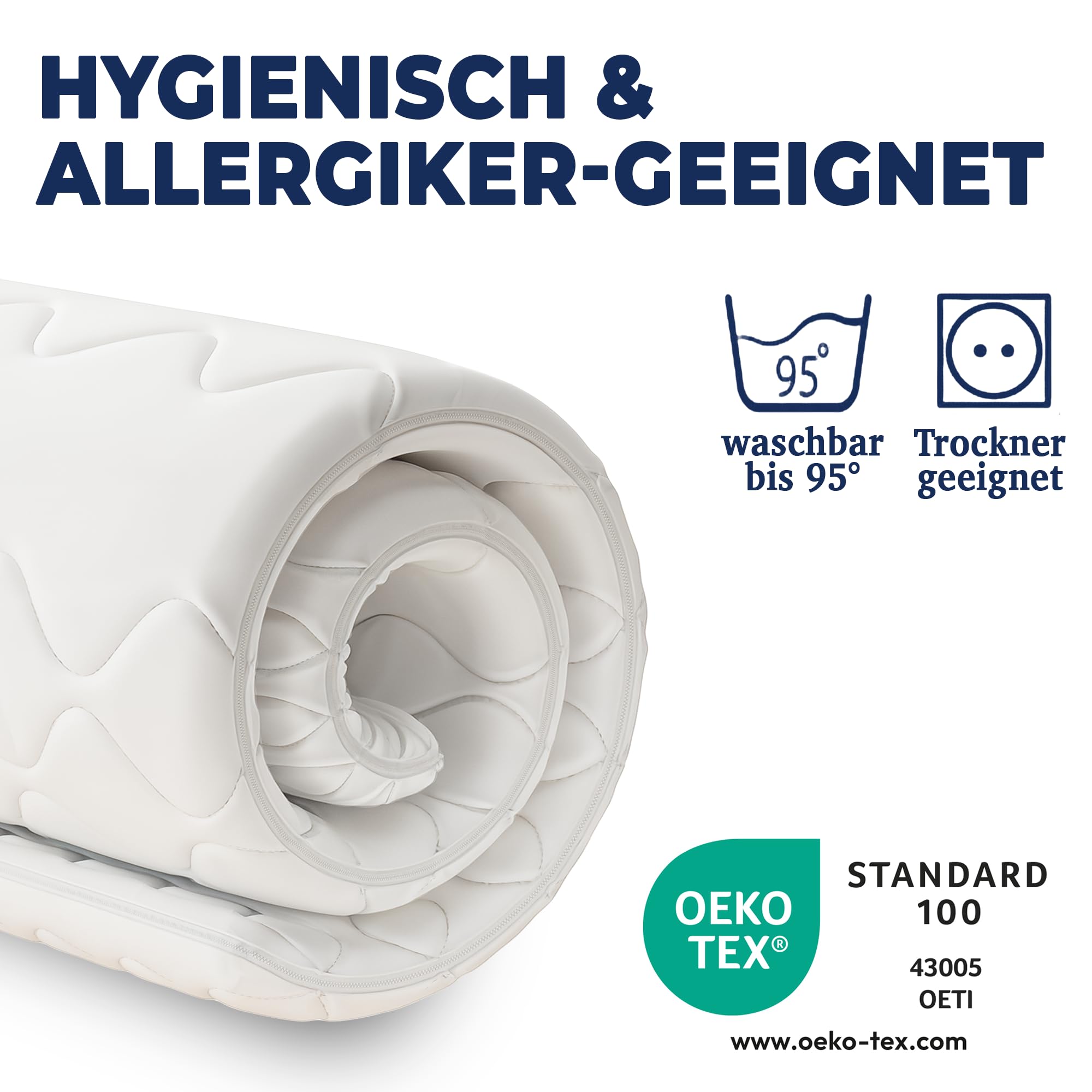 KNERST ErgoFit Matratzentopper 90x200, 7 Zonen, Made in Germany, 5 cm | Matratzentopper, Topper mit optimierten 7-Zonen-Komfort, weiches Liegegefühl, Komfortschaum, Öko-Tex Zertifiziert