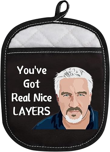 Almohadillas para horno inspiradas en el programa de horneado, soporte para ollas con bolsillo que tienes capas realmente bonitas, regalo para