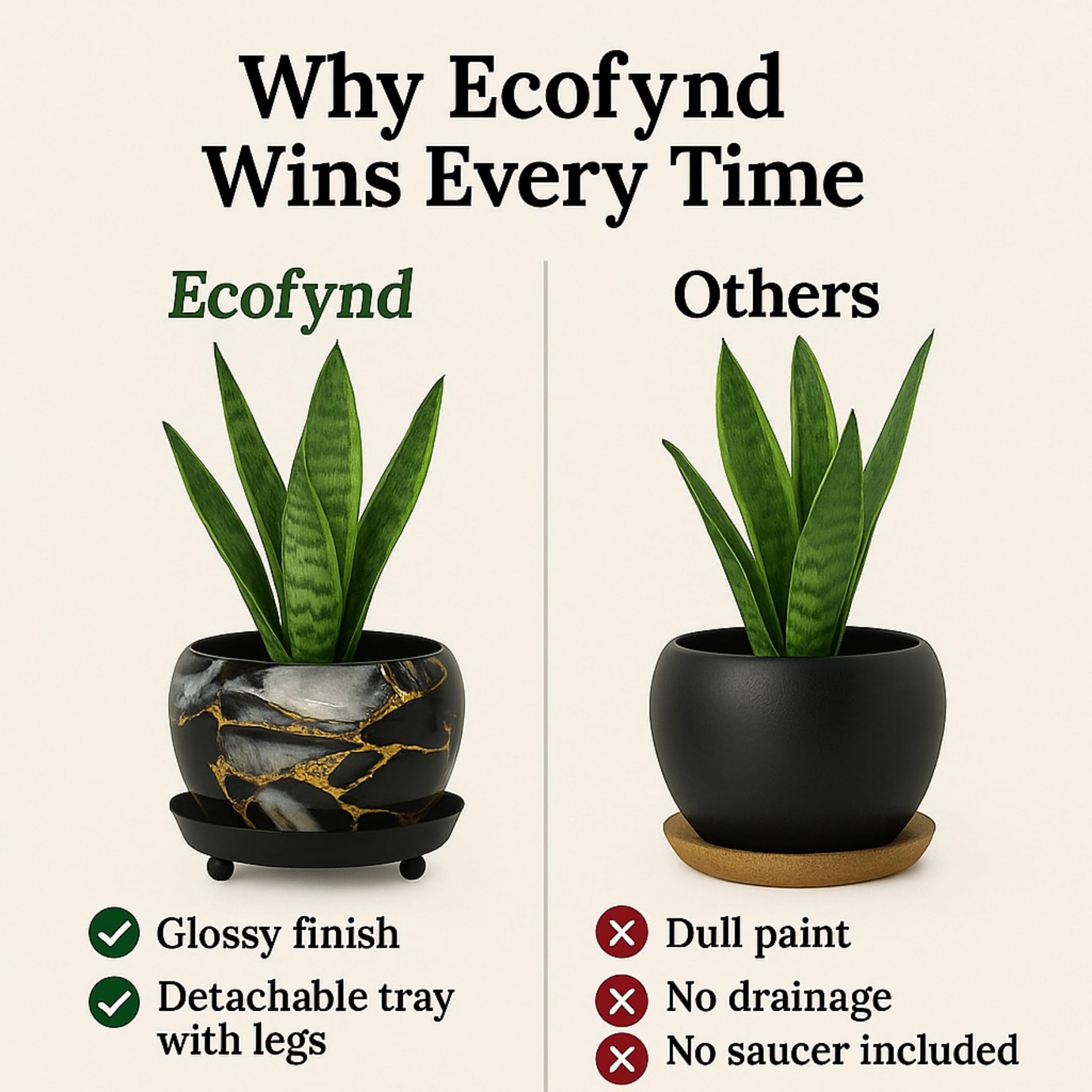 ecofynd Lily Black Metal Plant Pot - Indoor Outdoor -7