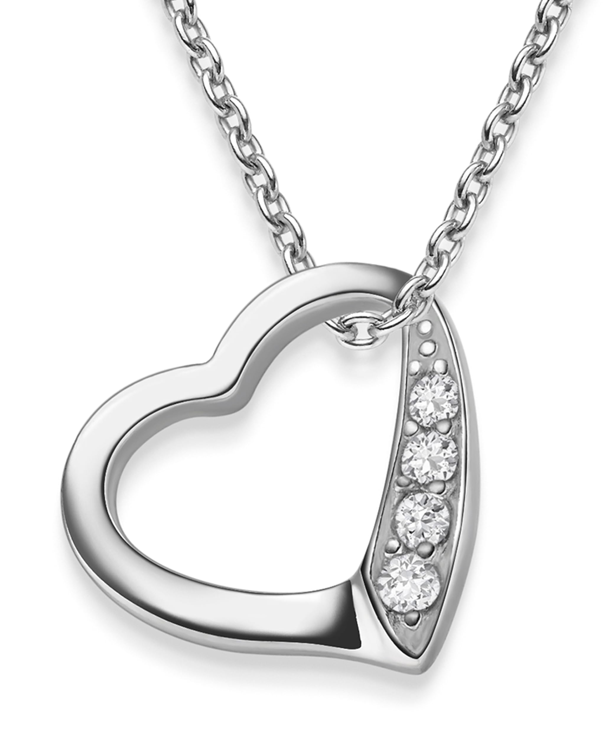 Heart Necklace Sterling Silver 925 for Women | Heart-Shaped Pendant with Zirconia Gem Stones | I Love You Gift Romantic Gifts for Her Girlfriend Ladies Girls Anniversary Birthday Presents Jewellery